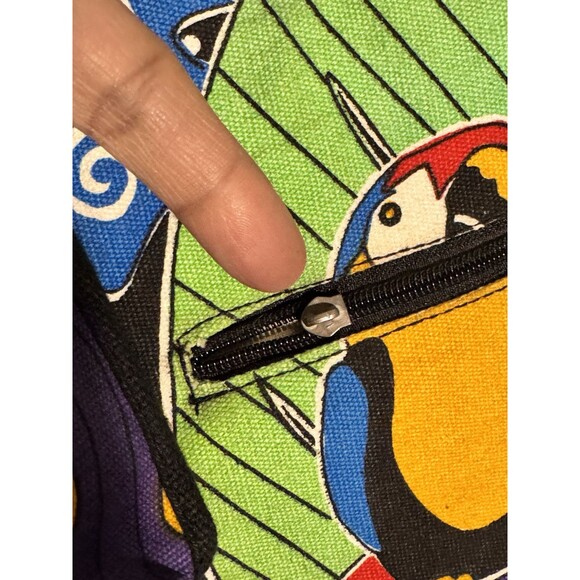 VTG Large tote bag with zipper, Coin Purse with Tucan Parrott's Vacation Beach - Picture 8 of 12